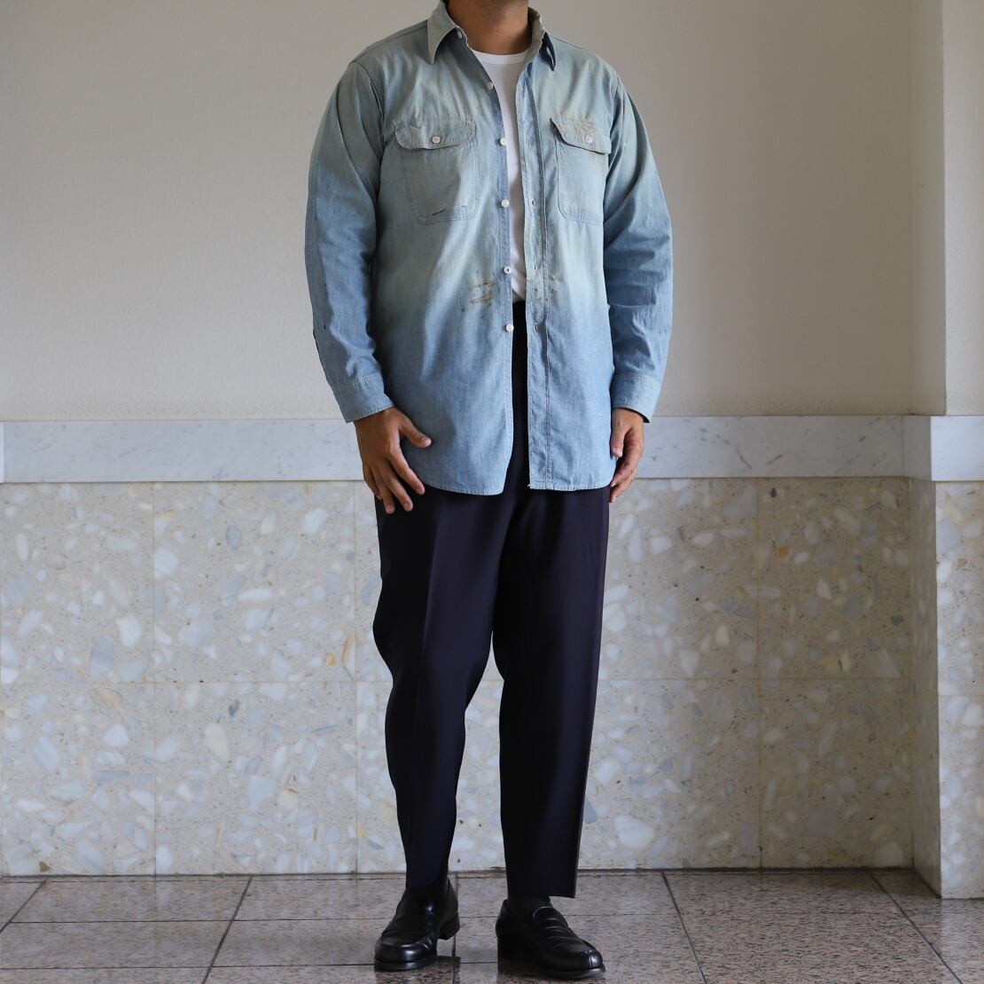 希少】50s BIG MAC special vintage chambray shirt big size made in