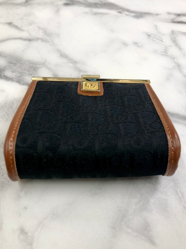 Christian Dior クリスチャン ディオール トロッター ロゴ ジャガード がま口 コインケース ブラック キャメル vintage ヴィンテージ オールドセリーヌ 5w6fms