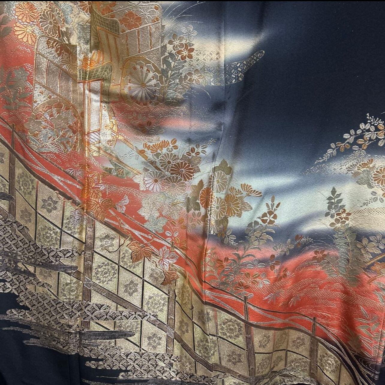 未使用近い　美品　作家　袷　正絹　金箔　黒留袖　フルセット　西陣唐織金箔袋帯 未使用近い 美品 袷 正絹 作家 金箔 黒留袖 フルセット 西陣唐織最高級