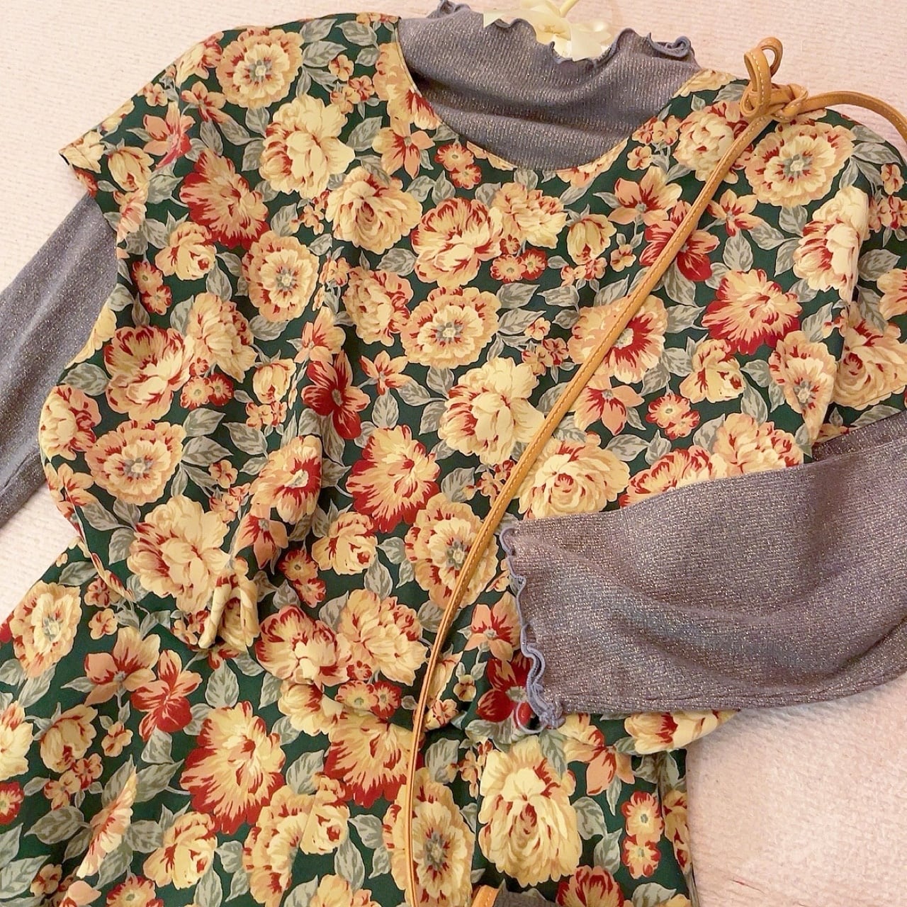 dark flower back button one-piece