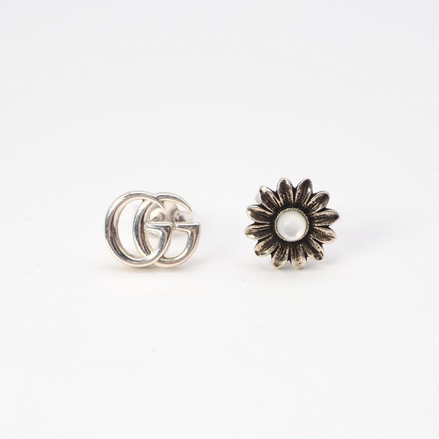 GUCCI GGマーモント フラワー マザーオブパール ピアス シルバー925 グッチ