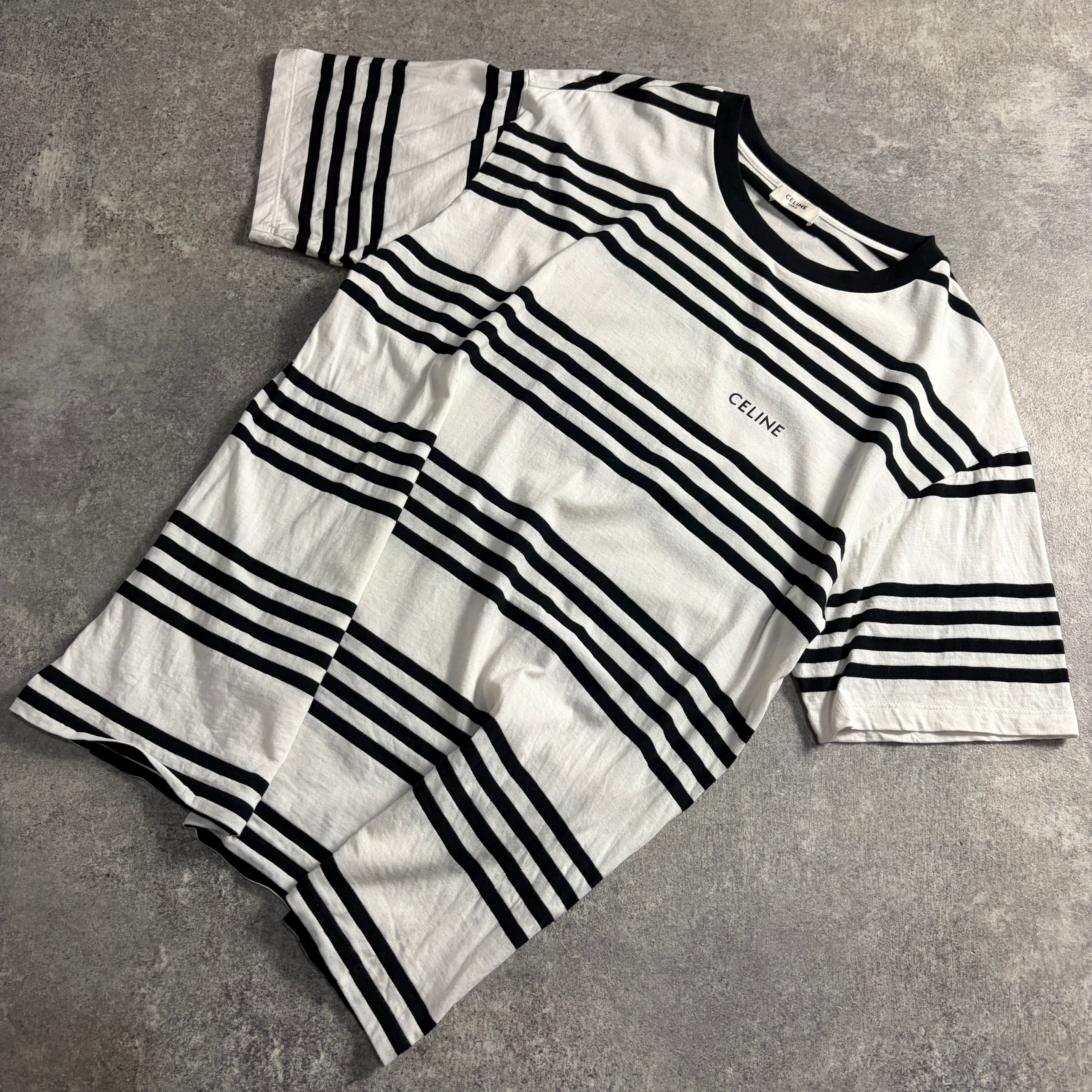 美品 CELINE ボーダーTシャツ メンズライン 胸元ロゴ | LOST