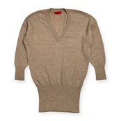 カシミヤ100% I.T.'S. international / イッツインターナショナル Vネック カシミア ウールニットセーター セミロング サイズ M /ベージュ/レディース