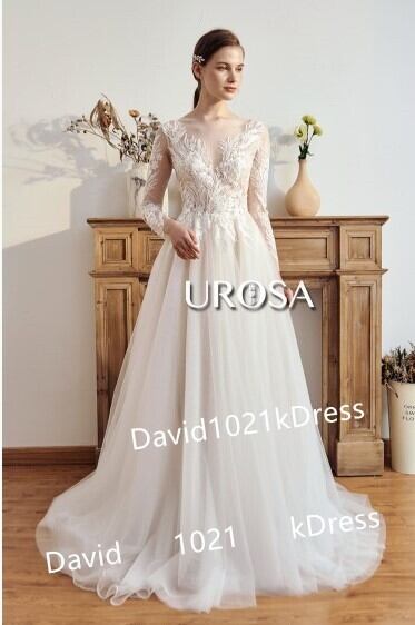 優雅なウェディングドレス ソフトチュール 3D立体レース刺繍 パール  