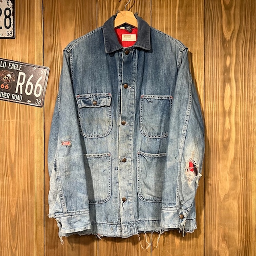 70s USA製 Montgomery Ward モンゴメリーワード デニム カバーオール ジャケット ワークジャケット 38表記 M/L ヴィンテージ ストア 60s