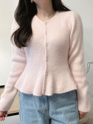 【予約販売】pearl button flare knit (PINK)