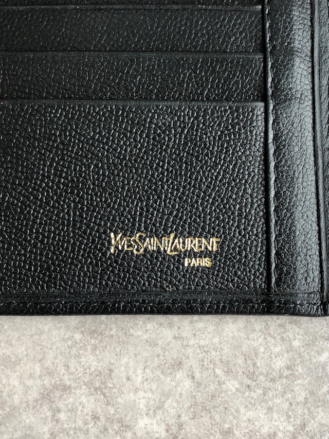 Yves Saint Laurent イヴ・サンローラン 財布 ブラック YSL レザー 二つ折り vintage ヴィンテージ オールド 8mt2m4