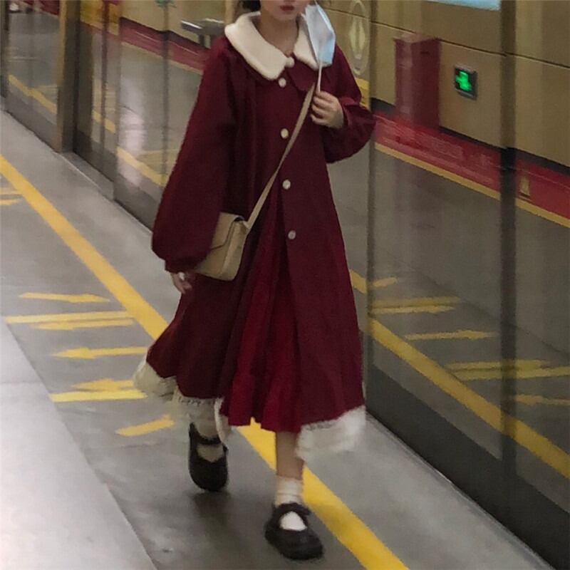 オータムドレス レディーススプリングスカート ロング 大人ガーリー スウィート キュート カジュアル 春物 秋物 萌量不足52830773896