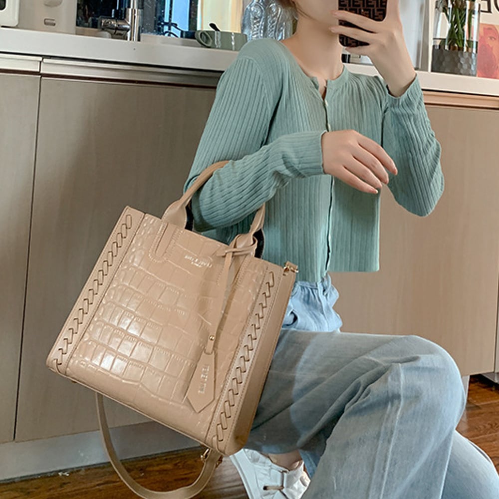 クロコ 型押し PUレザー トートバッグ レディース おしゃれ きれいめ