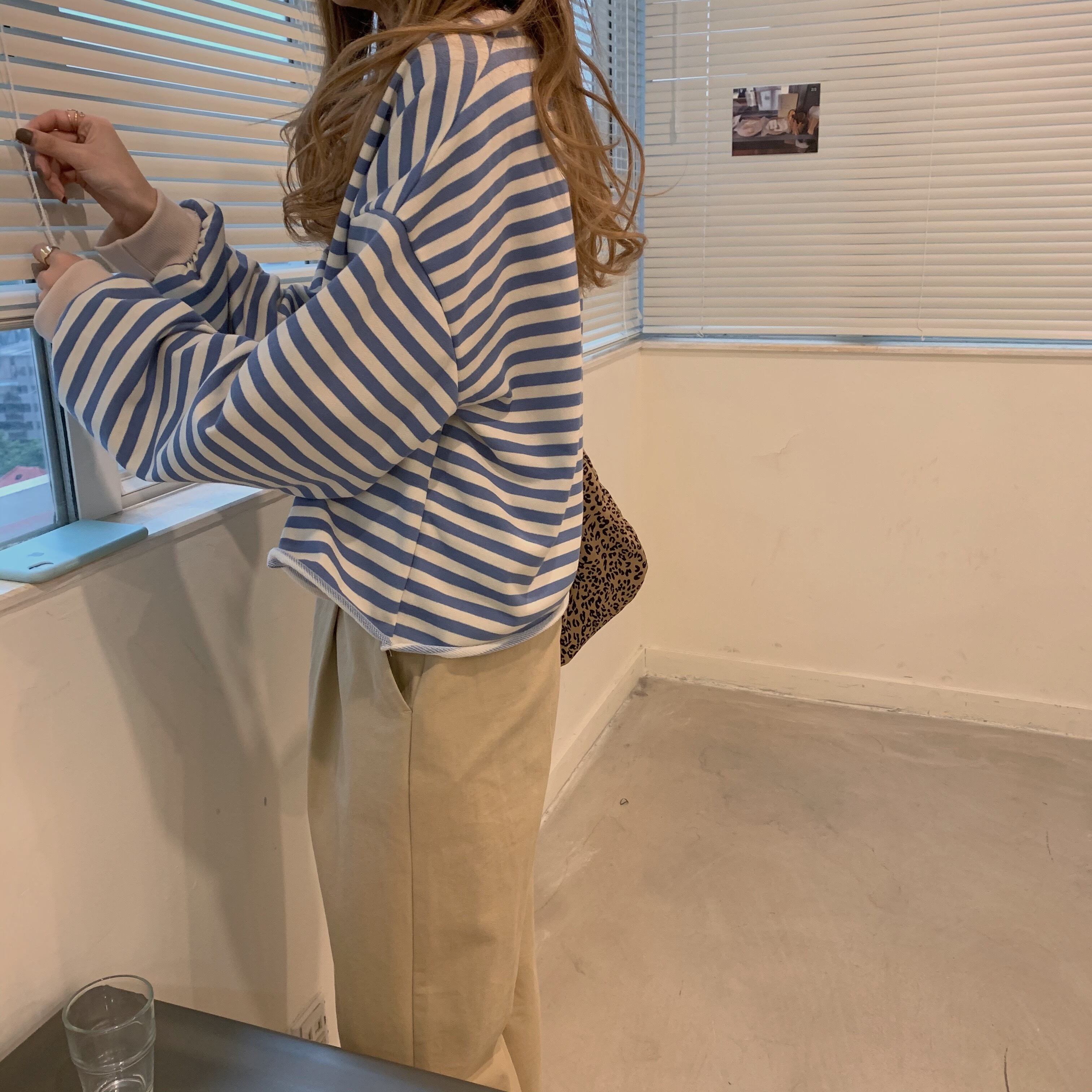 ラウンドネックプルオーバー トップス ストライプTシャツ レディースルーズ ロング オータム 秋物 ウィンター 冬物 Oネック クレセントシティ29344197931