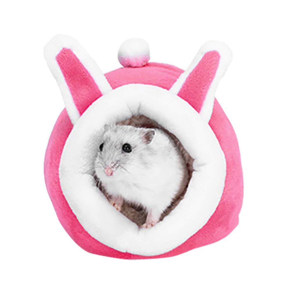 【在庫処分】moin moin ハムスター リス 小動物 家 ハウス ペット ベッド クッション | ふわふわ もこもこ 冬 暖かい ピンク 中敷き付 洗濯可 うさぎ / 11×11×9cm 2102rh15
