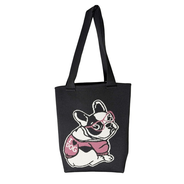 ニットトート フレンチブルドッグ ブラック（Knit Tote  French Bulldog）