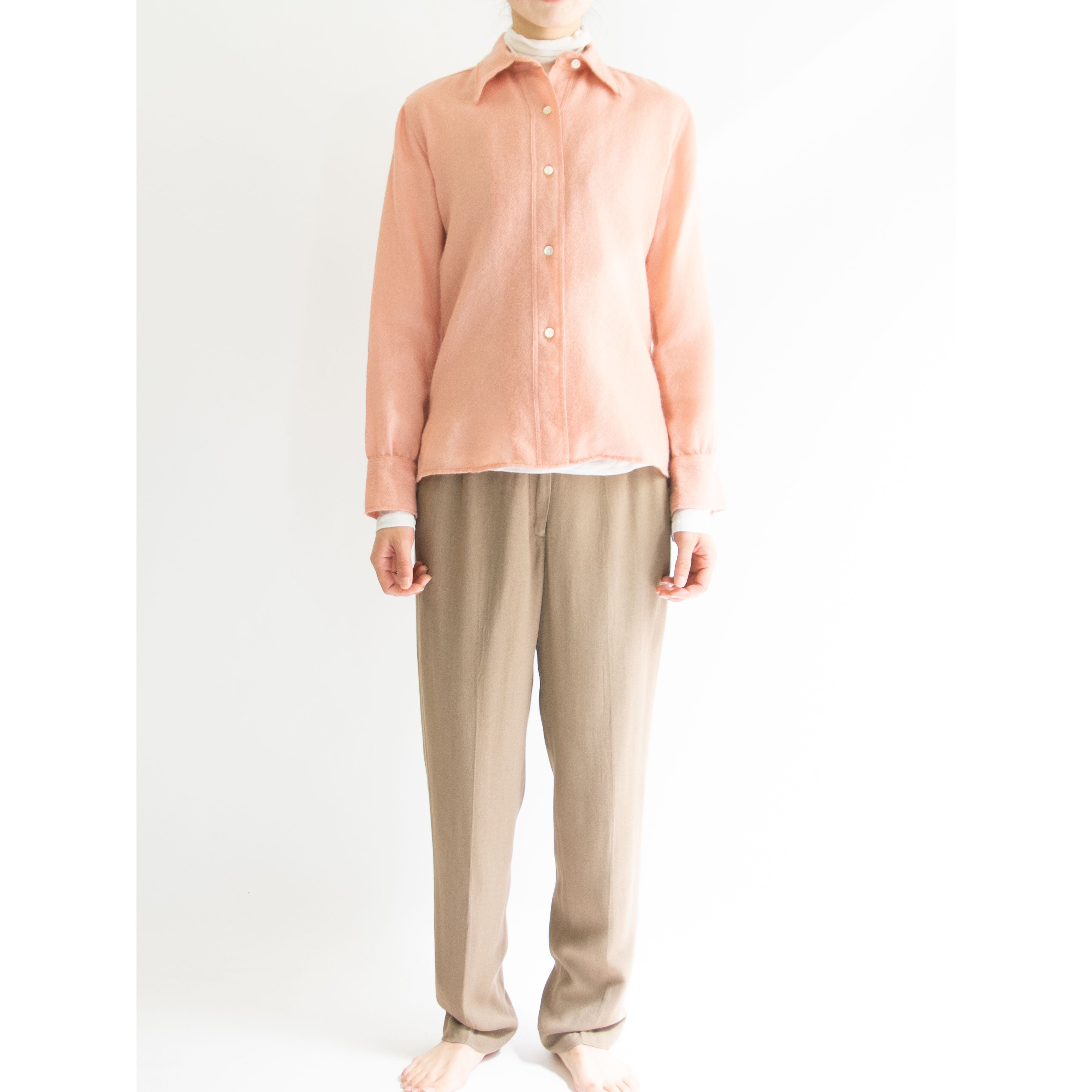 【DONALD DAVIES】Made in Ireland 70-80's 100% Wool Woven Shirt(アイルランド製 ウールシャツ ブラウス)