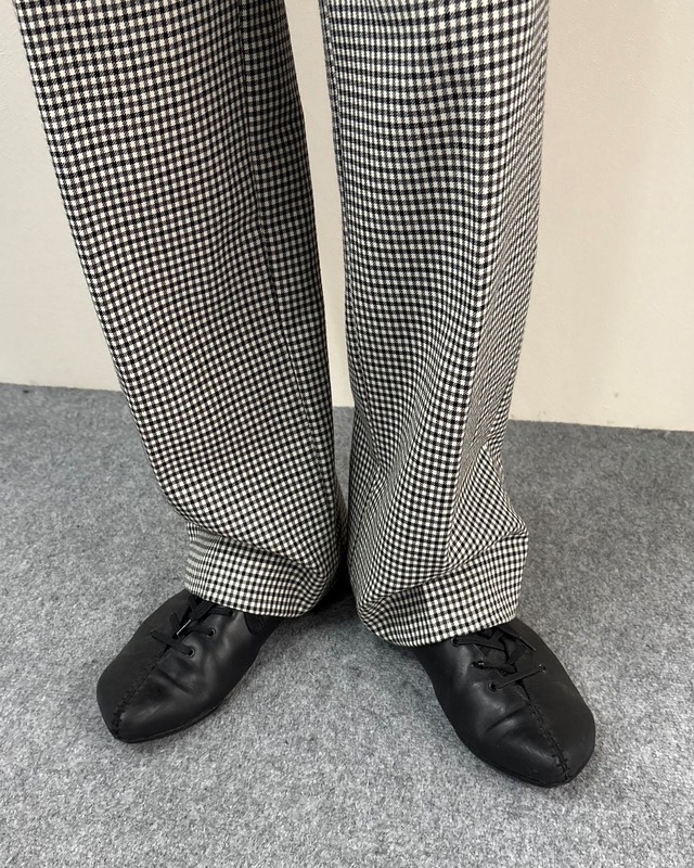 【2022s MIUMIU】check straight trousers with elastic belt