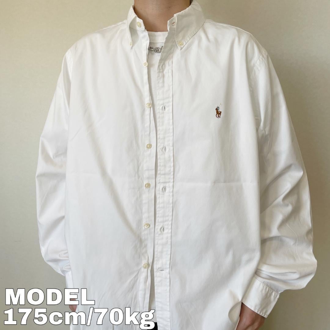 【人気サイズ XL】ラルフローレン ポニー刺繍 ホワイト 白 長袖シャツ.