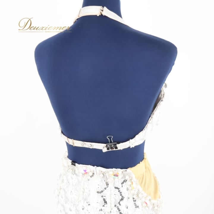 ベリーダンス オリエンタル 衣装 上下セット ホワイト系 白 シルバー