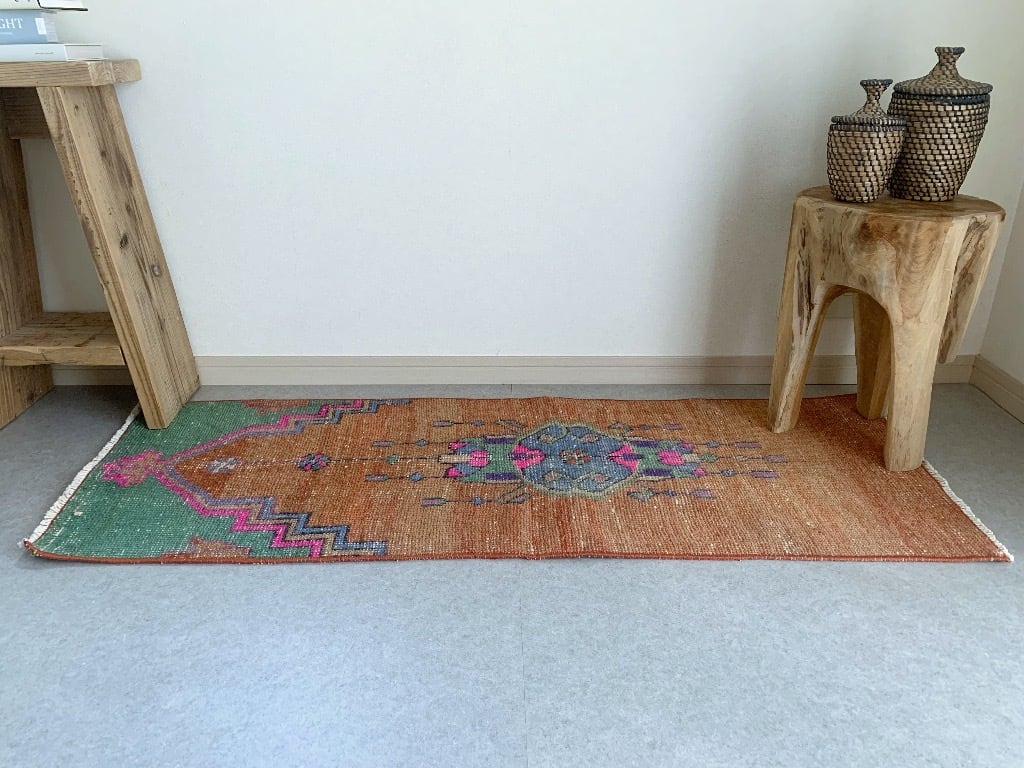 Vintage runner rug 135×52/トルコラグ ヴィンテージラグ 02230002