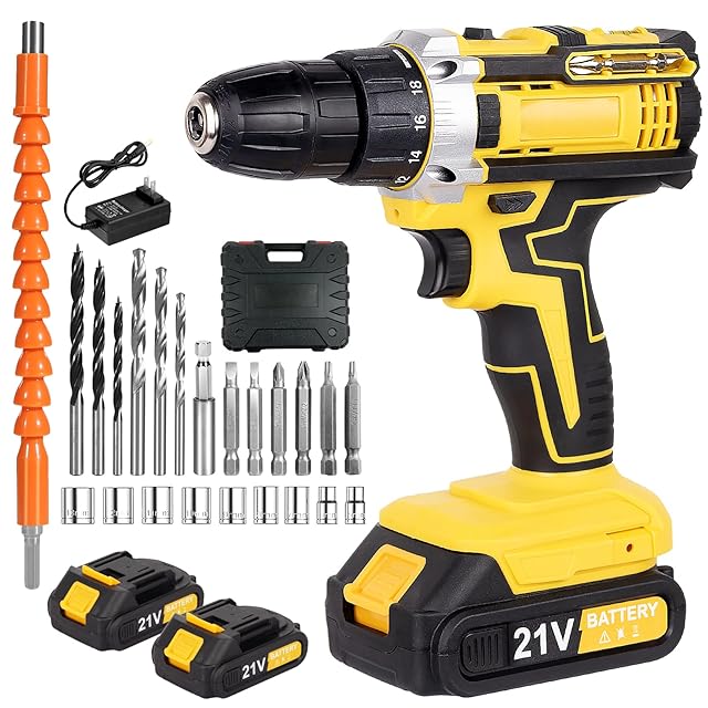 電動工具・エア工具 電動ドライバー ドリル 21v 1500mAh バッテリー2個 