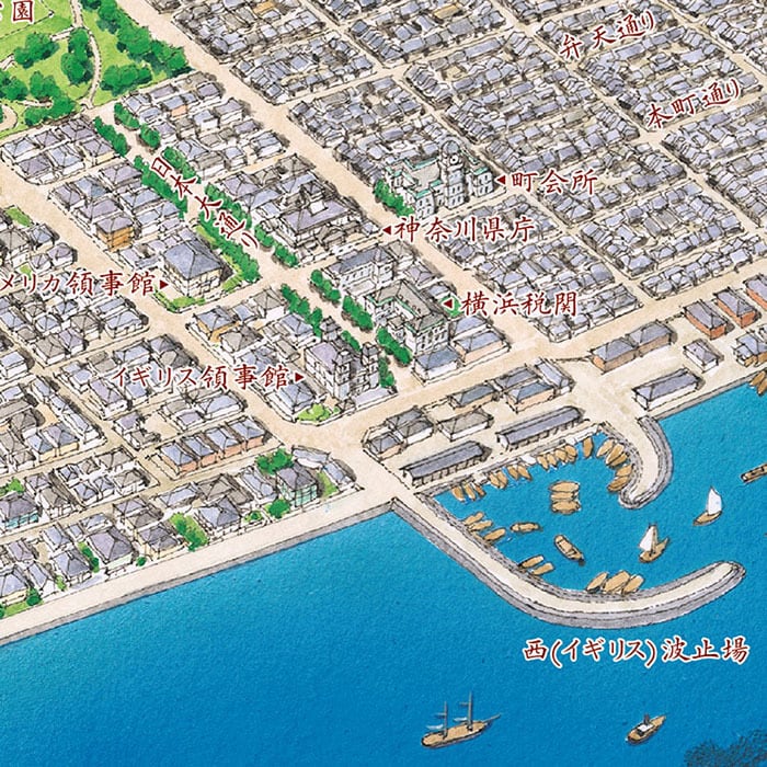 文明開化・横濱俯瞰図 B2判ポスター | ジェオ オフィシャルショップ