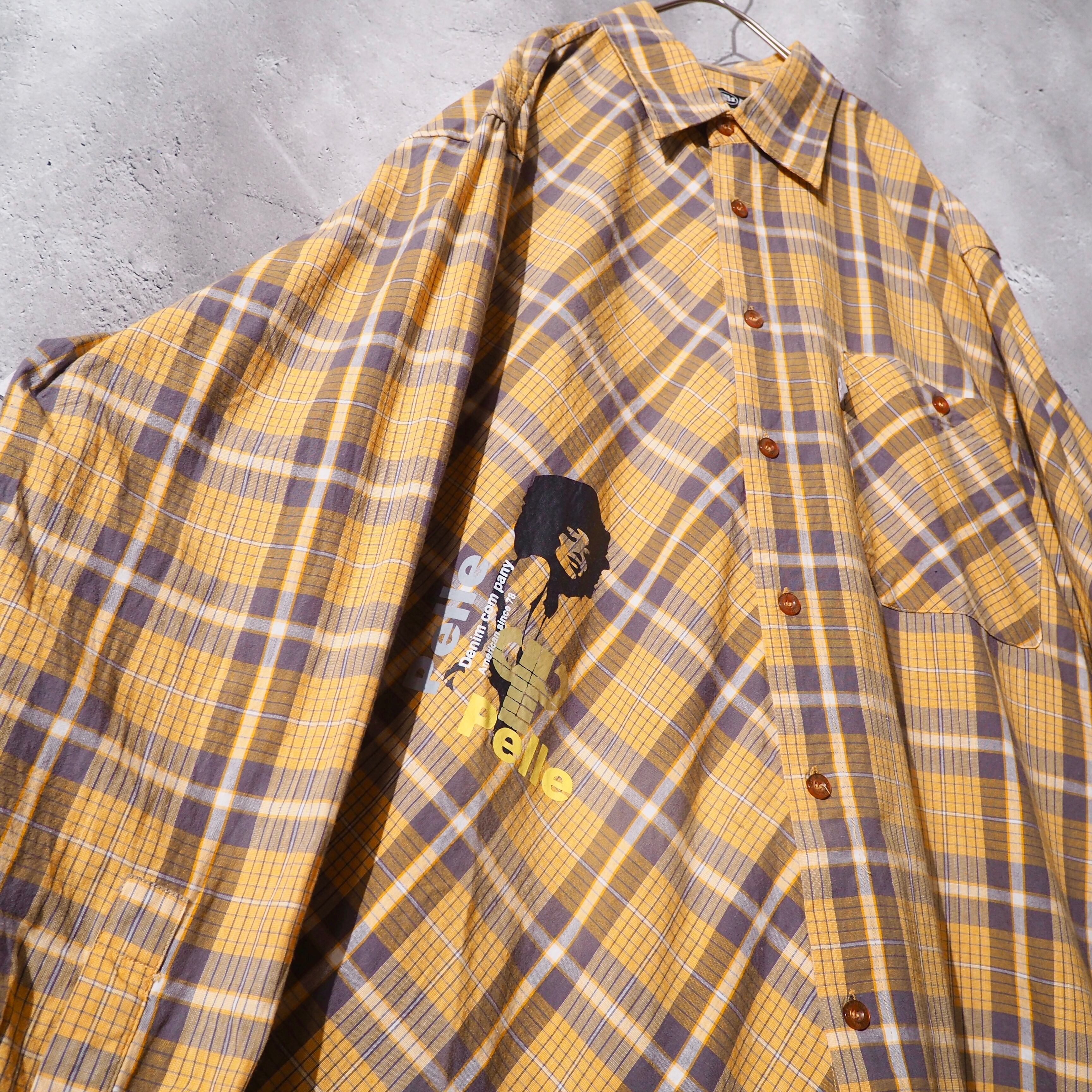 1990s " PELLE PELLE " Asymmetrical × Girl printed Vintage loose Check shirt