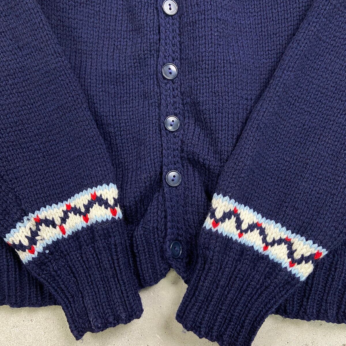 UNKNOWN フェアアイル柄 ニットカーディガン レディースS相当 古着 VINTAGE ヴィンテージ ネイビー レッド ホワイト UNKNOWN フェアアイル柄 ニットカーディガン レディースS相当 古着