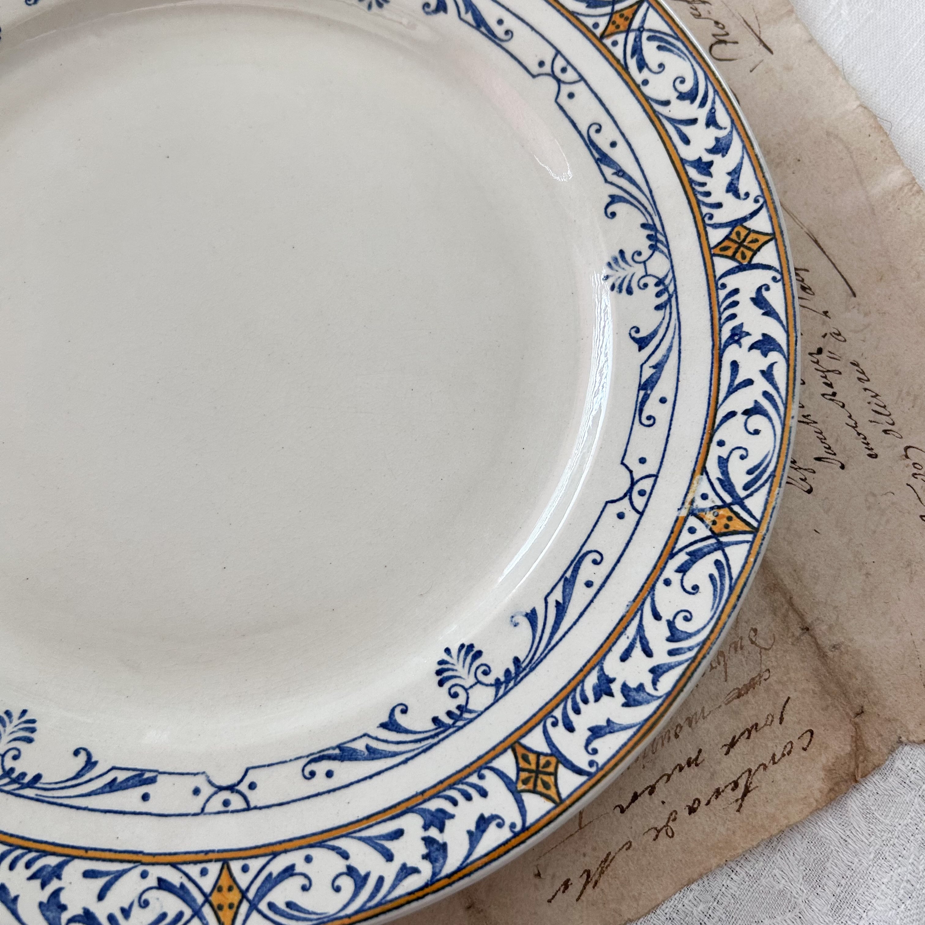 フランスアンティーク クレイユエモントロー Colbert 平皿2枚セット