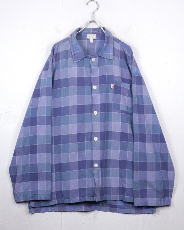 【Caka act2】80's〜90's Good Fade Euro Vintage Loose L/S Check Shirt