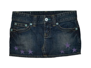 NETSU − Purple Star Painted Denim Mini Skirt