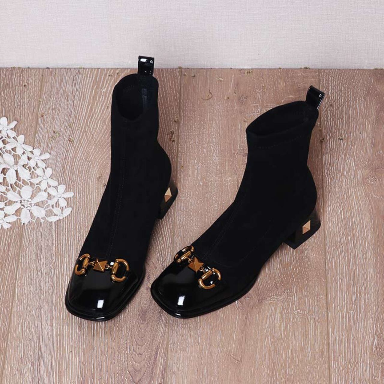 ビットモチーフ ストレッチショートブーツSH15