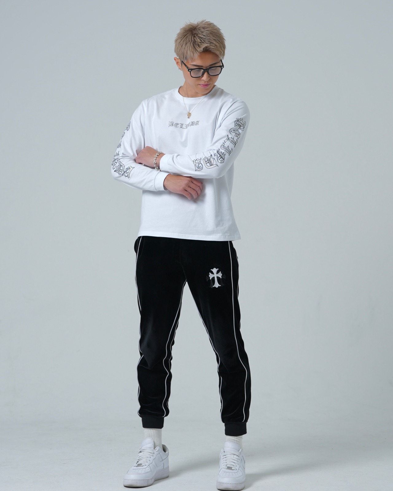 RHINE STONE SHIRTS WHITE【BB24501】