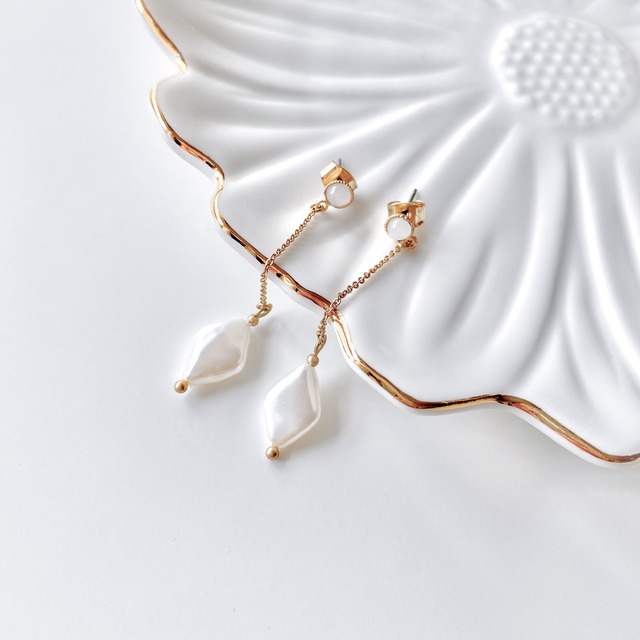 当店オリジナル　揺れるダイヤパールロングピアス｜andLaffi