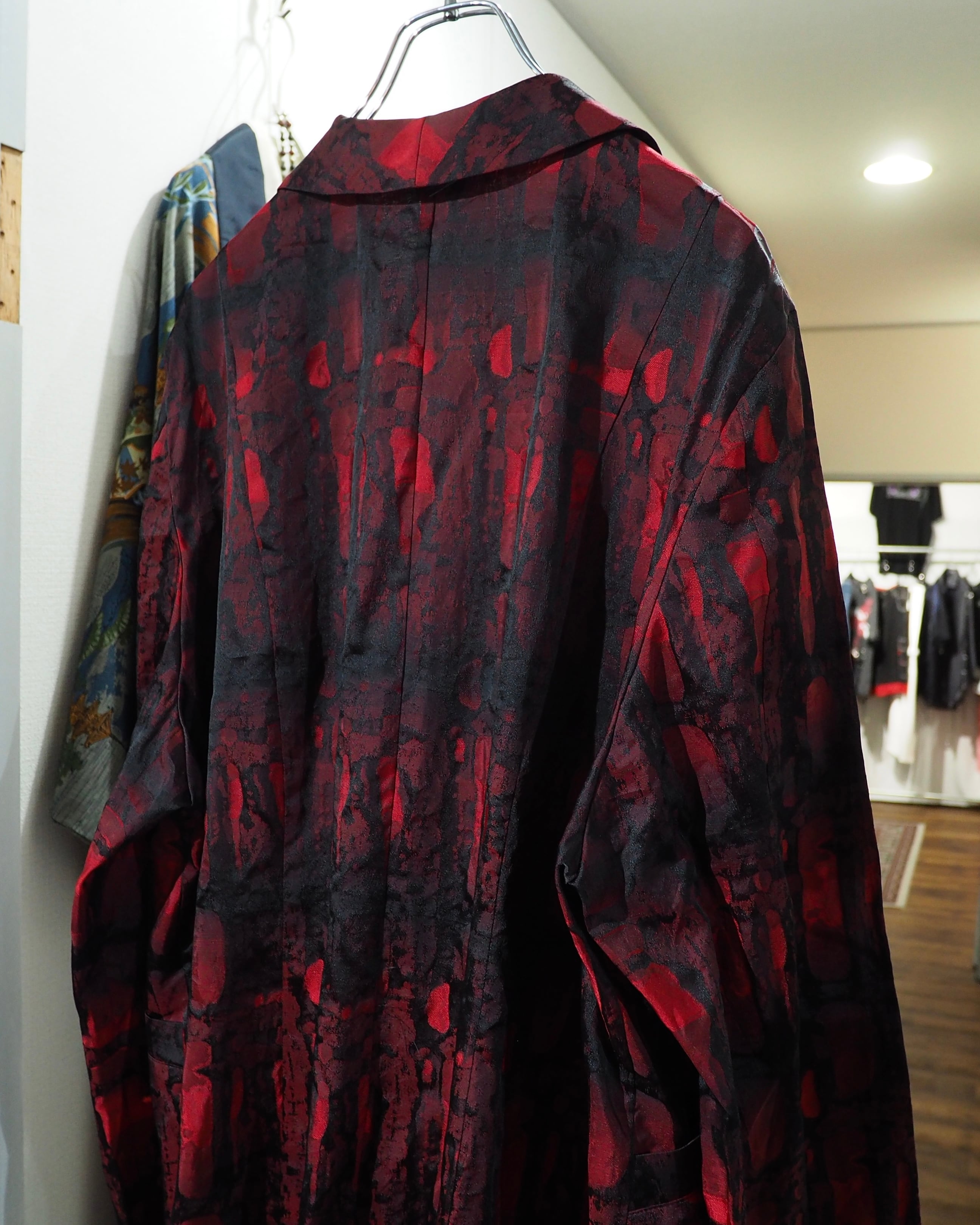" 深紅 " Scale Embossed pattern Vintage loose Easy Tailored jacket