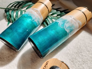 379.オーシャンレジンアート ステンレスボトル(ハッキリとした色味)