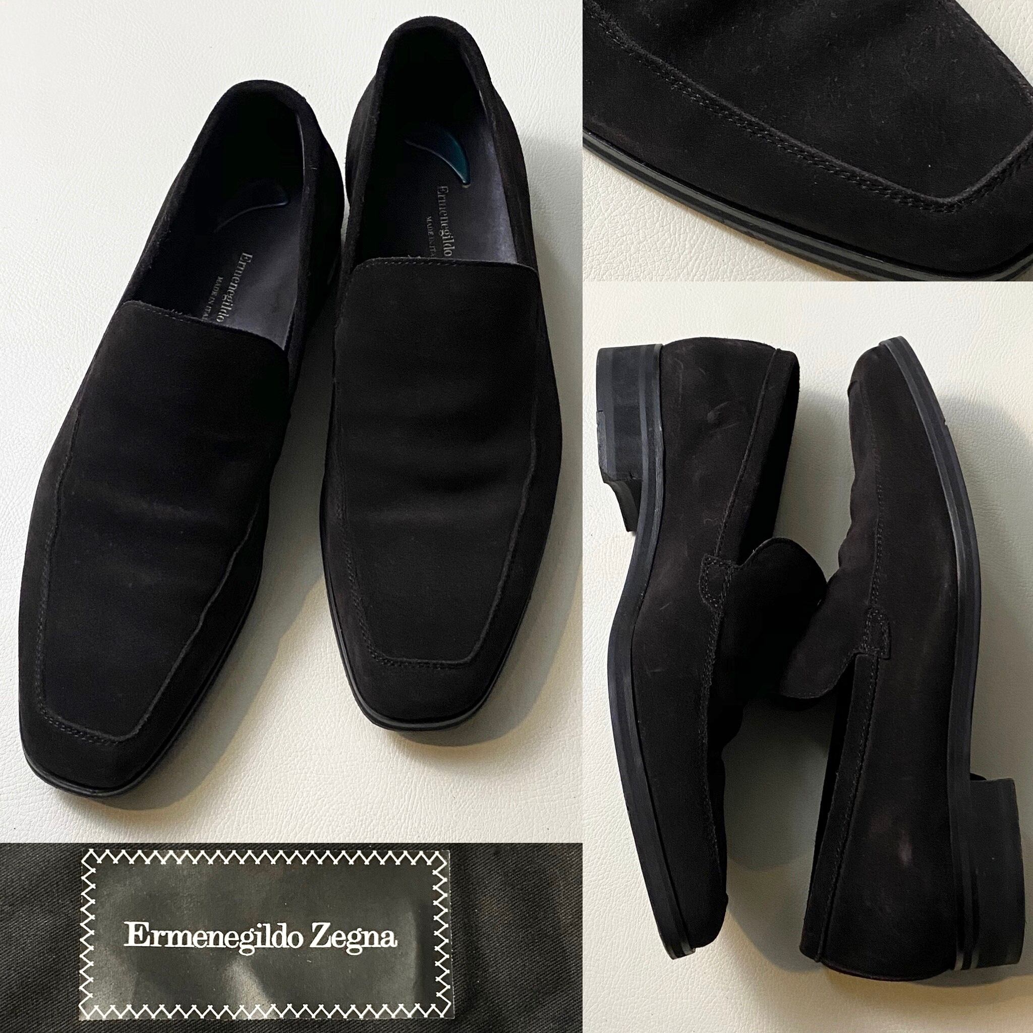 ERMENEGILDO ZEGNA brown suede leather loafers | NOIR ONLINE