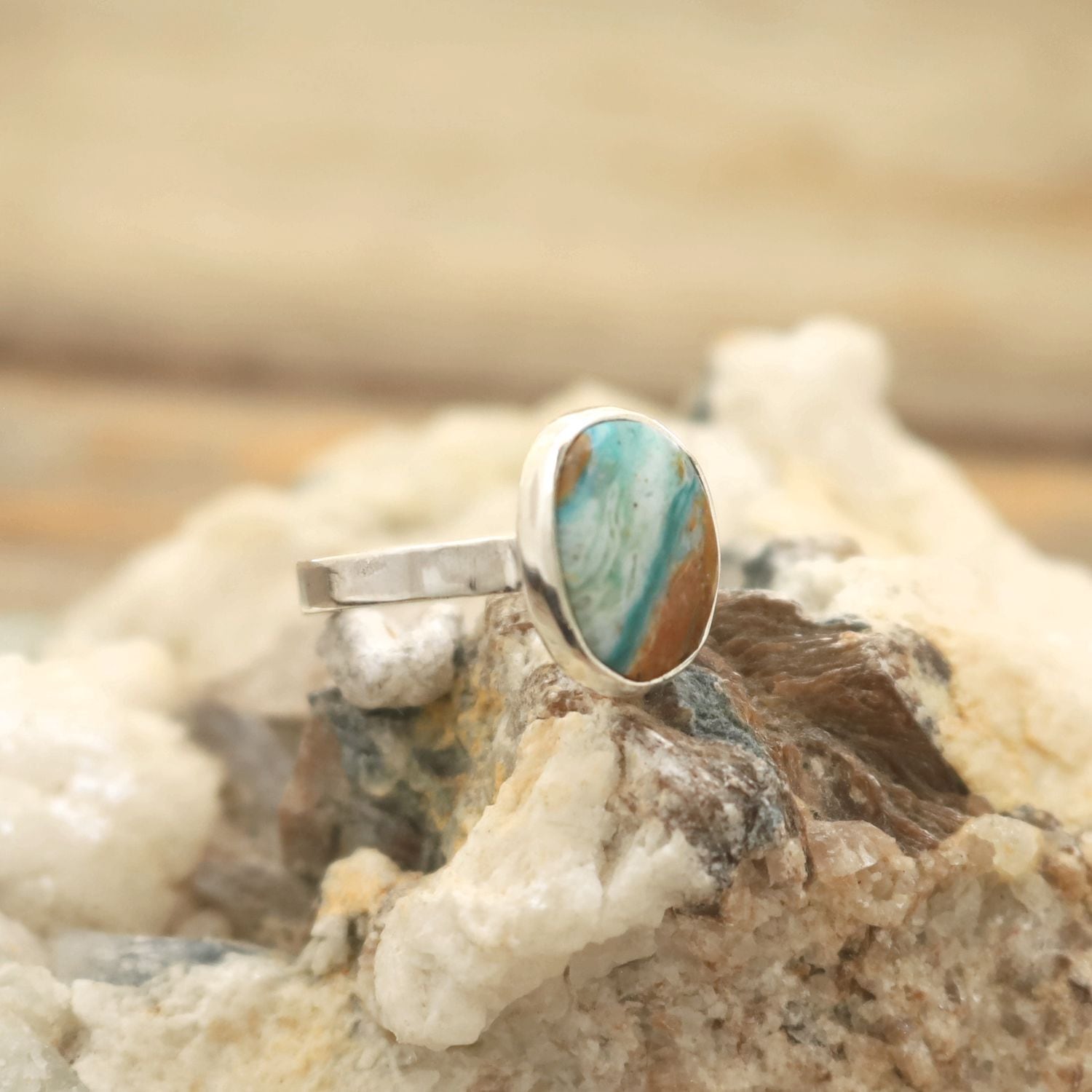 Peruvian Blue Opal Ring　ペルー産ブルーオパールのリング　silver925