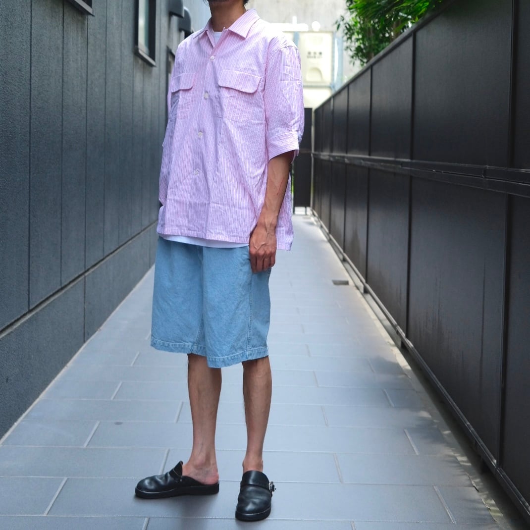 Sans limite(サンリミット)/ボックス大開襟五分袖ブロード-pink stripe