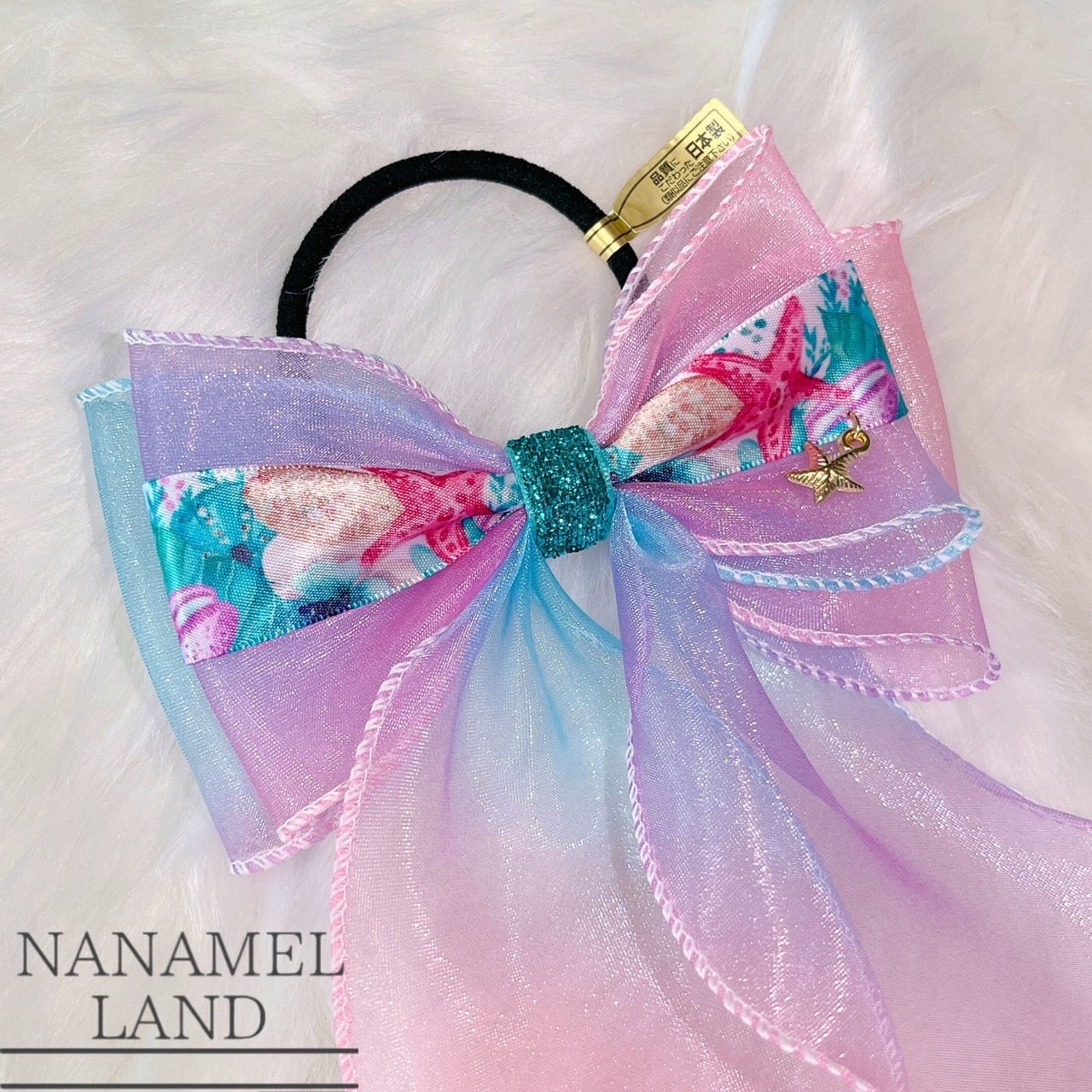 オーガンジーリボン♡ツイン♡ヘアゴム♡マーメイド♡シェル オーガンジーリボンヘアゴム | Pay ID