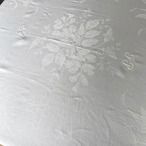 テーブルクロス 大判フレンチリネン 白ダマスク織 モノグラム刺繍