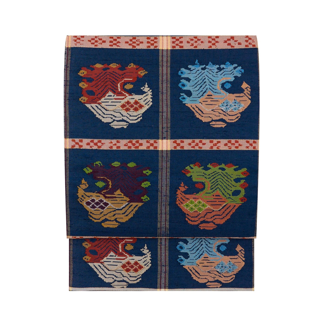 幾何学模様 本場筑前博多織 八寸名古屋帯【中古】 | かわの屋