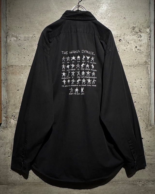 【Caka】"THE HAKA DANCE" Embroidery Design Loose L/S Shirt