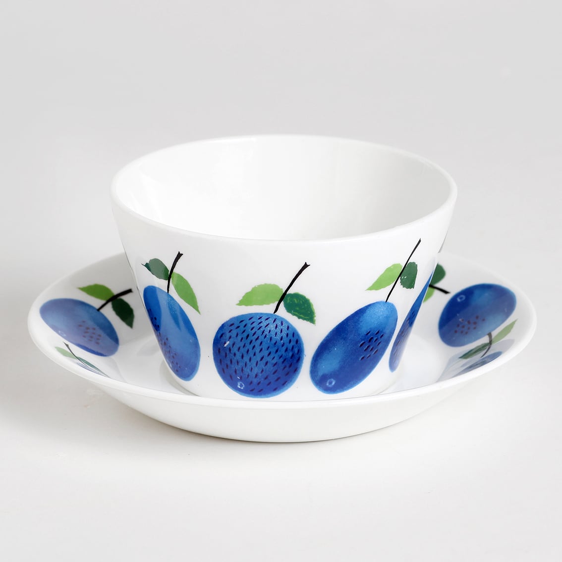 グスタフスベリプルーヌス 青い果物模様の陶器皿 2枚セットヴィンテージ品