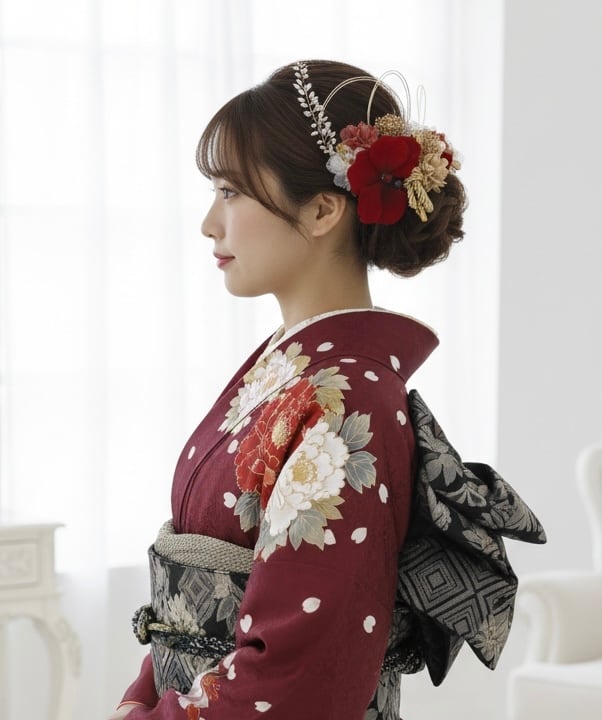 胡蝶蘭小枝ビジュー髪飾り 袴 振袖 成人式 ヘアドレス ヘアパーツ プリザーブドフラワー ドライフラワーフラワー