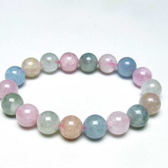 ミックスカラーベリル ブレスレット 12mm 一点物 メール便可 [M便 1/10] 111-48754