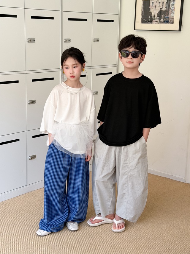 【KID】ポーカーフェイスチェックワイドロングパンツ - 8