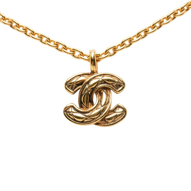 シャネル ココマーク マトラッセ ネックレス ゴールド メッキ レディース CHANEL 【中古】
