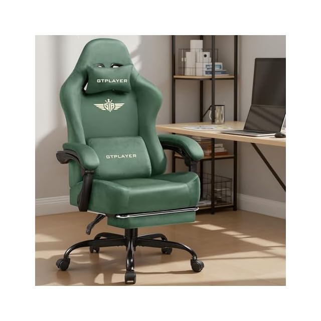GTPLAYER ゲーミングチェア なめらかなベロア デスクチェア オフィス