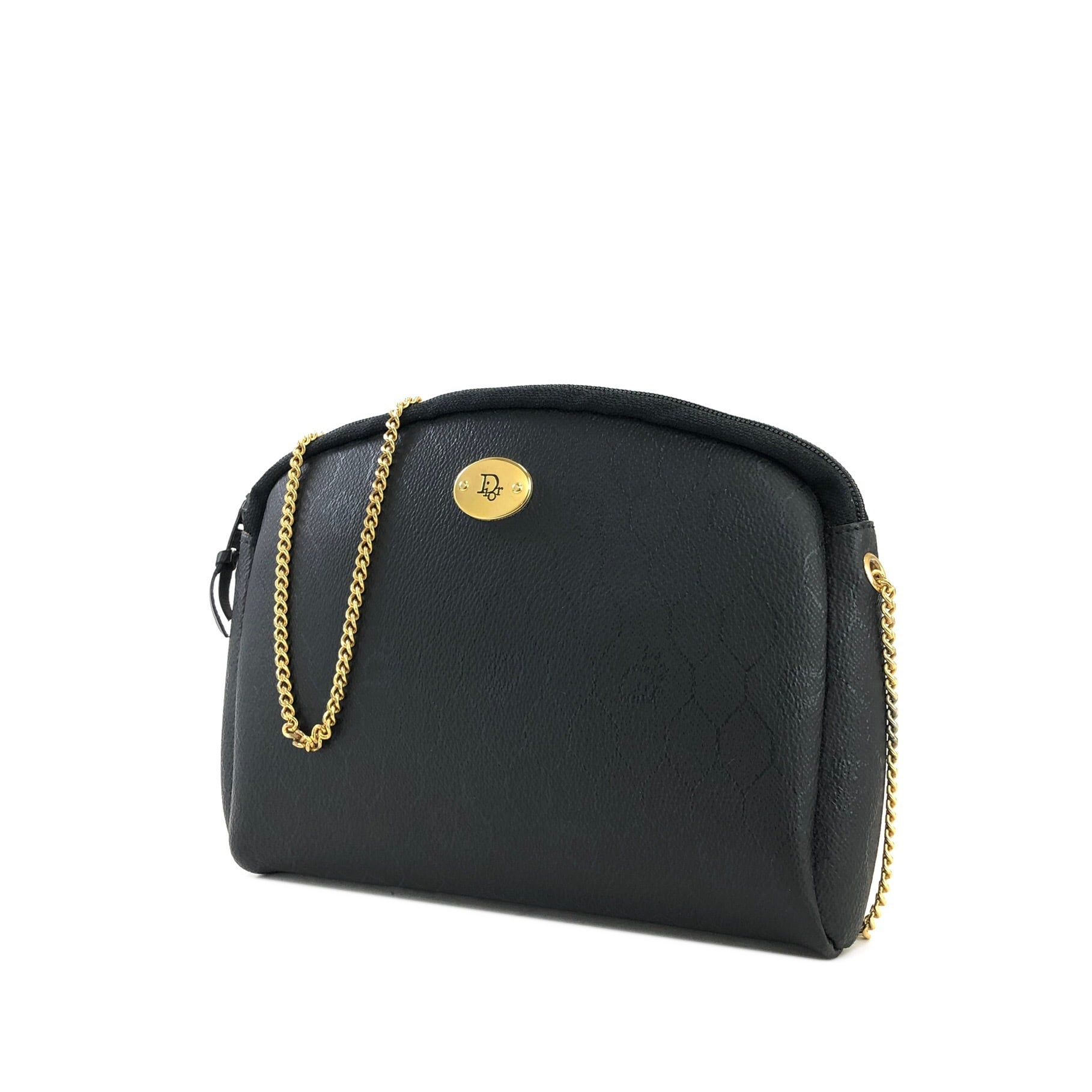 【美品】Dior ディオール ハニカム チェーンショルダー トロッター ブラック Christian Dior ディオール ハニカム Diorモチーフ レザー キャンバス