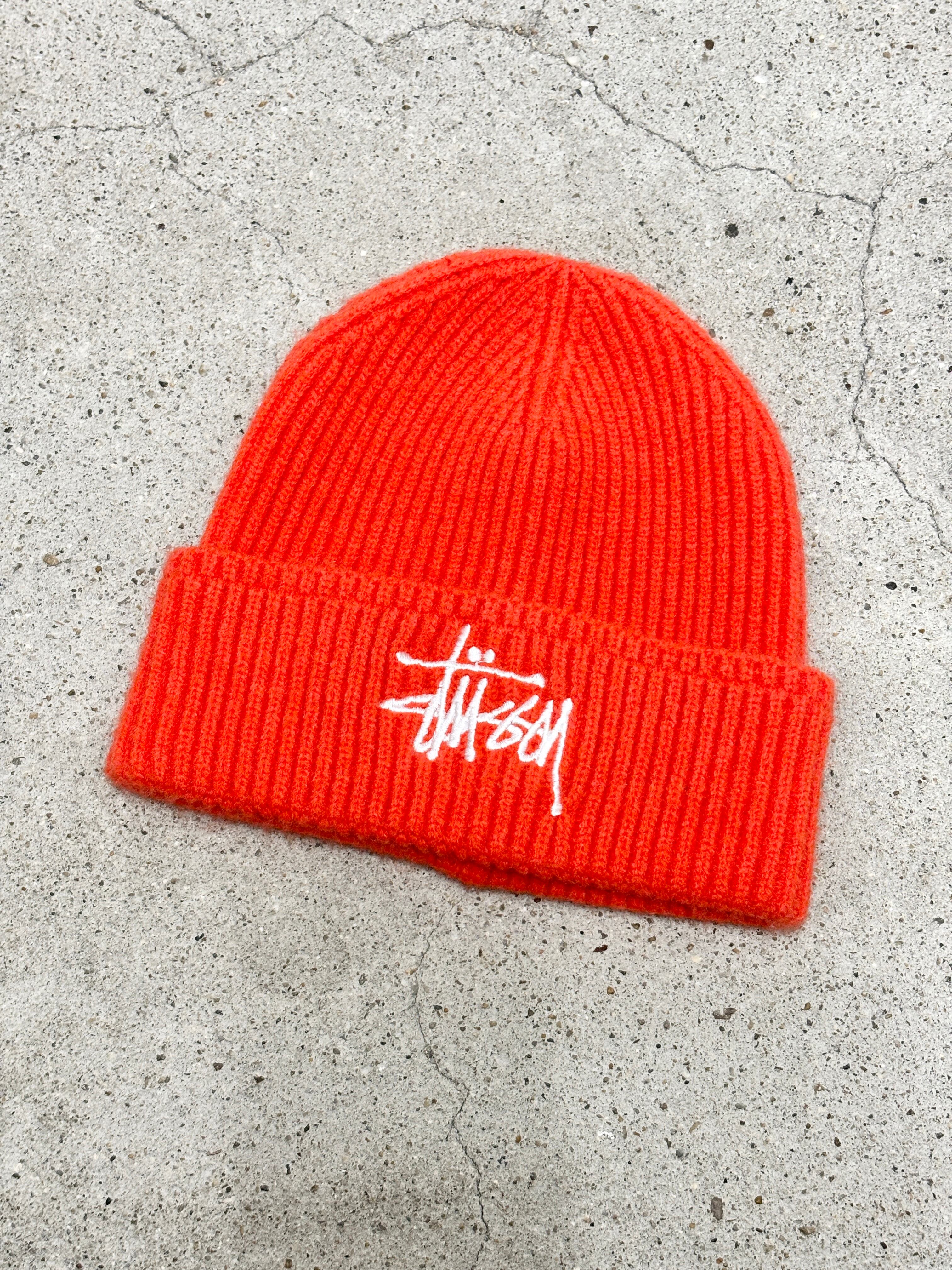 90s OLD STUSSY/Logo embroidery Long Beanie/Free/刺繍ロゴ/ロング