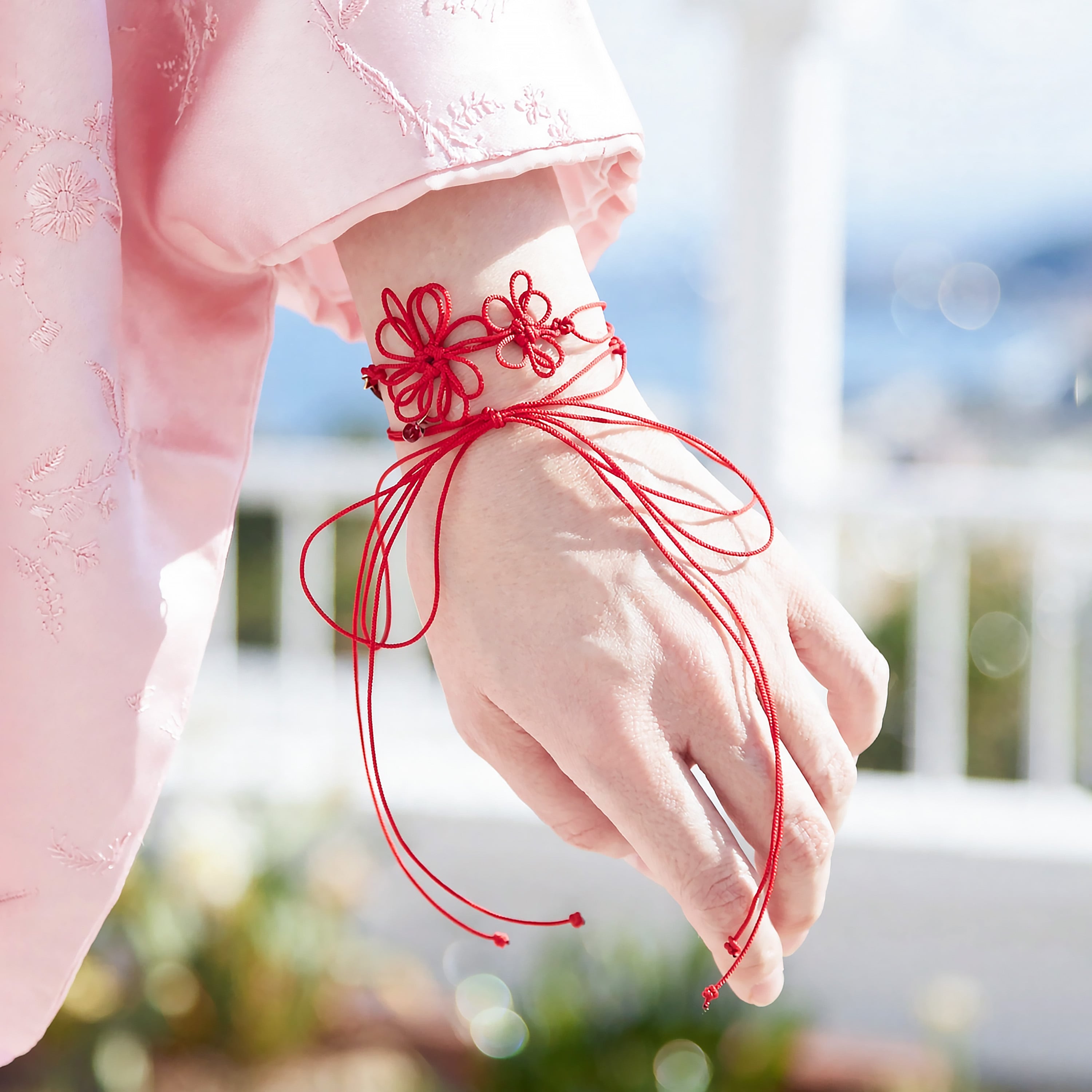 飾り結びブレスレット「オモザシアデヤカ」【軽量】浴衣・着物・フォーマル華やぐ二重巻。