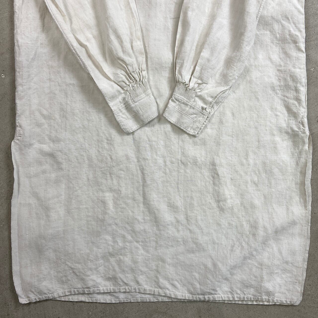 1900年代初頭 アンティーク 王冠刺繍 シャトーリネンスモック